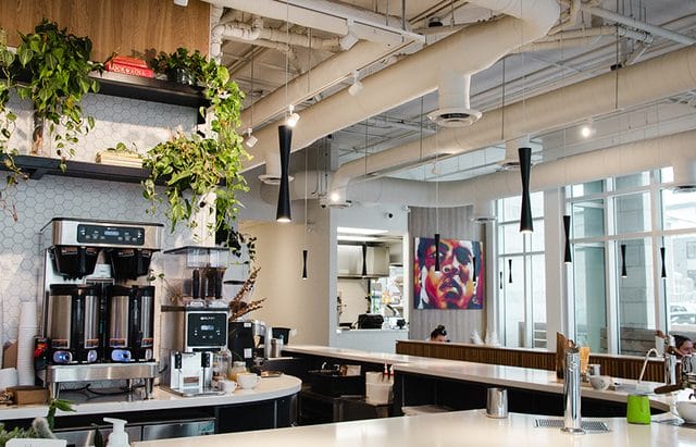 A modern bistro-cafe, situated beside The Dale.