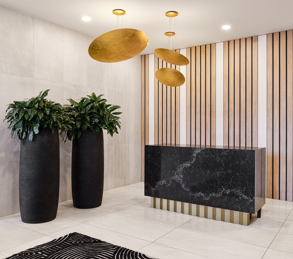 A brightly lit room known as the lobby of The Dale.